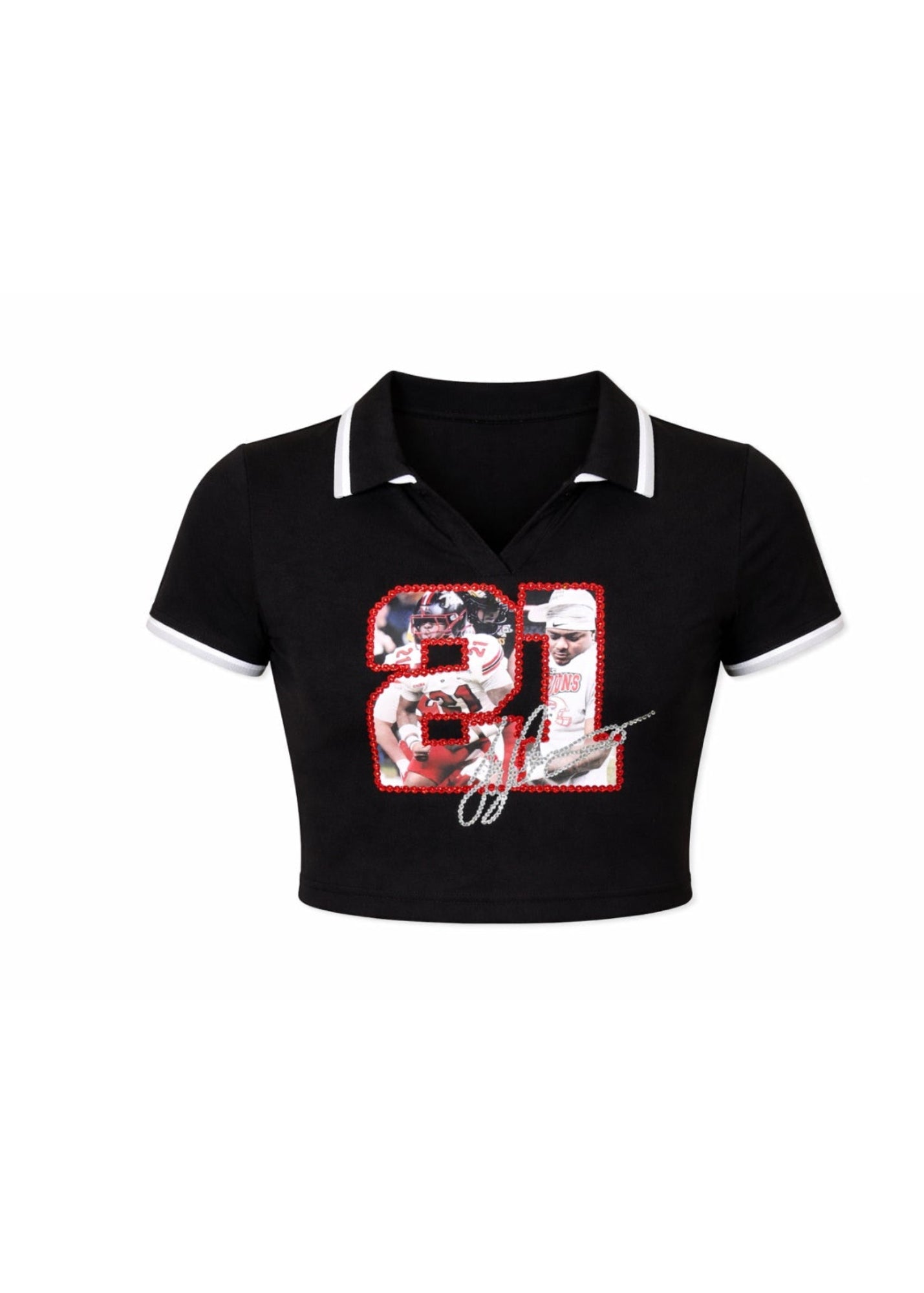 Photo Number + Rhinestoned Outline with Signature