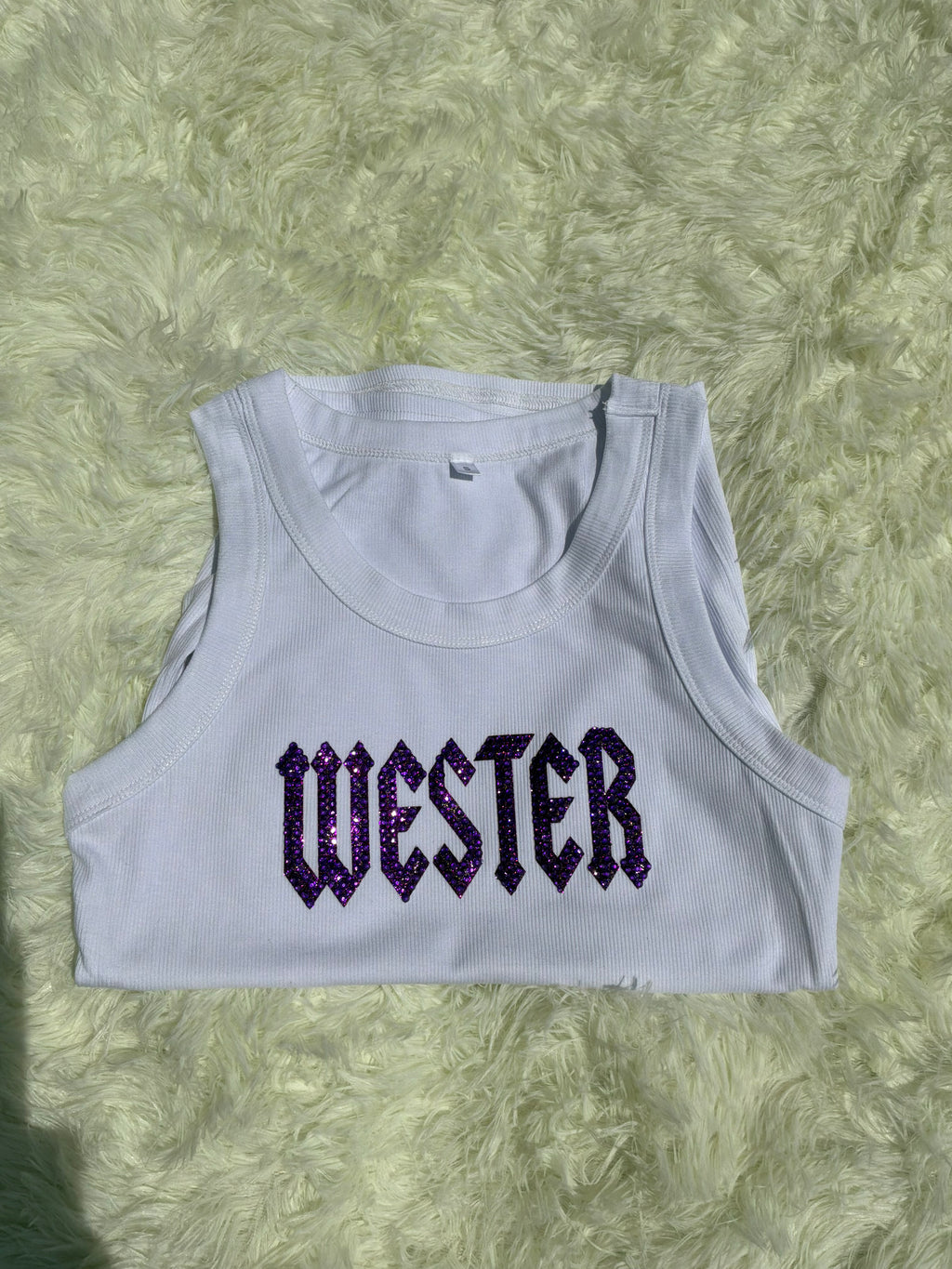 Rhinestoned Name Top