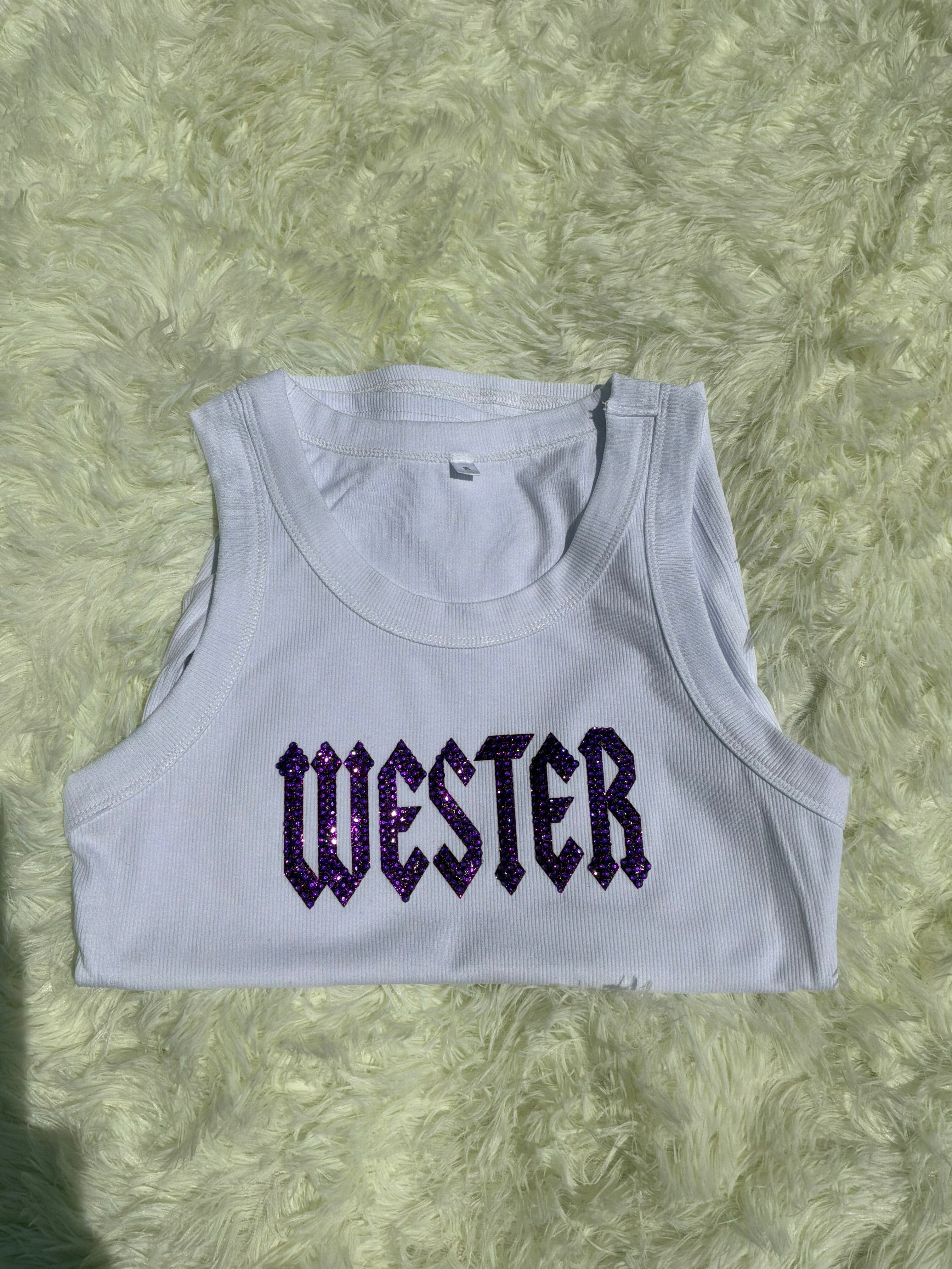 Rhinestoned Name Top