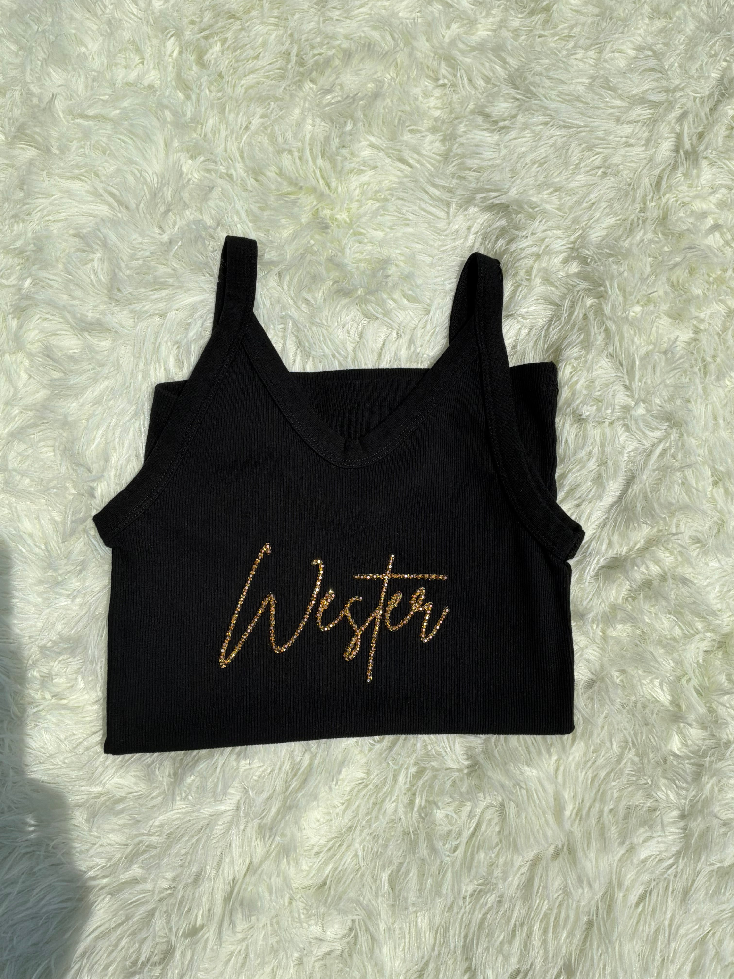 Rhinestoned Signature Name
