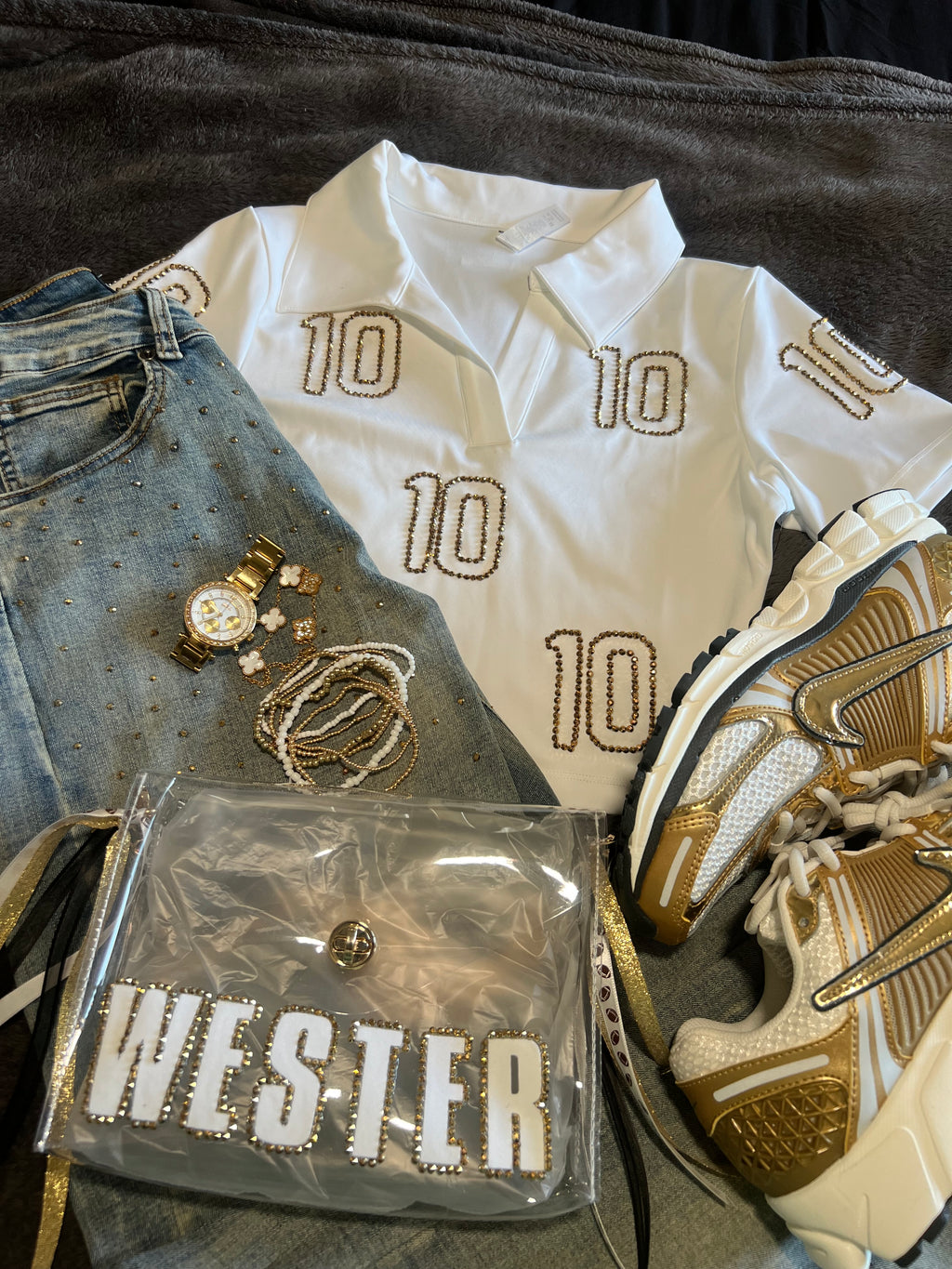 All Over Rhinestoned Outline Numbers