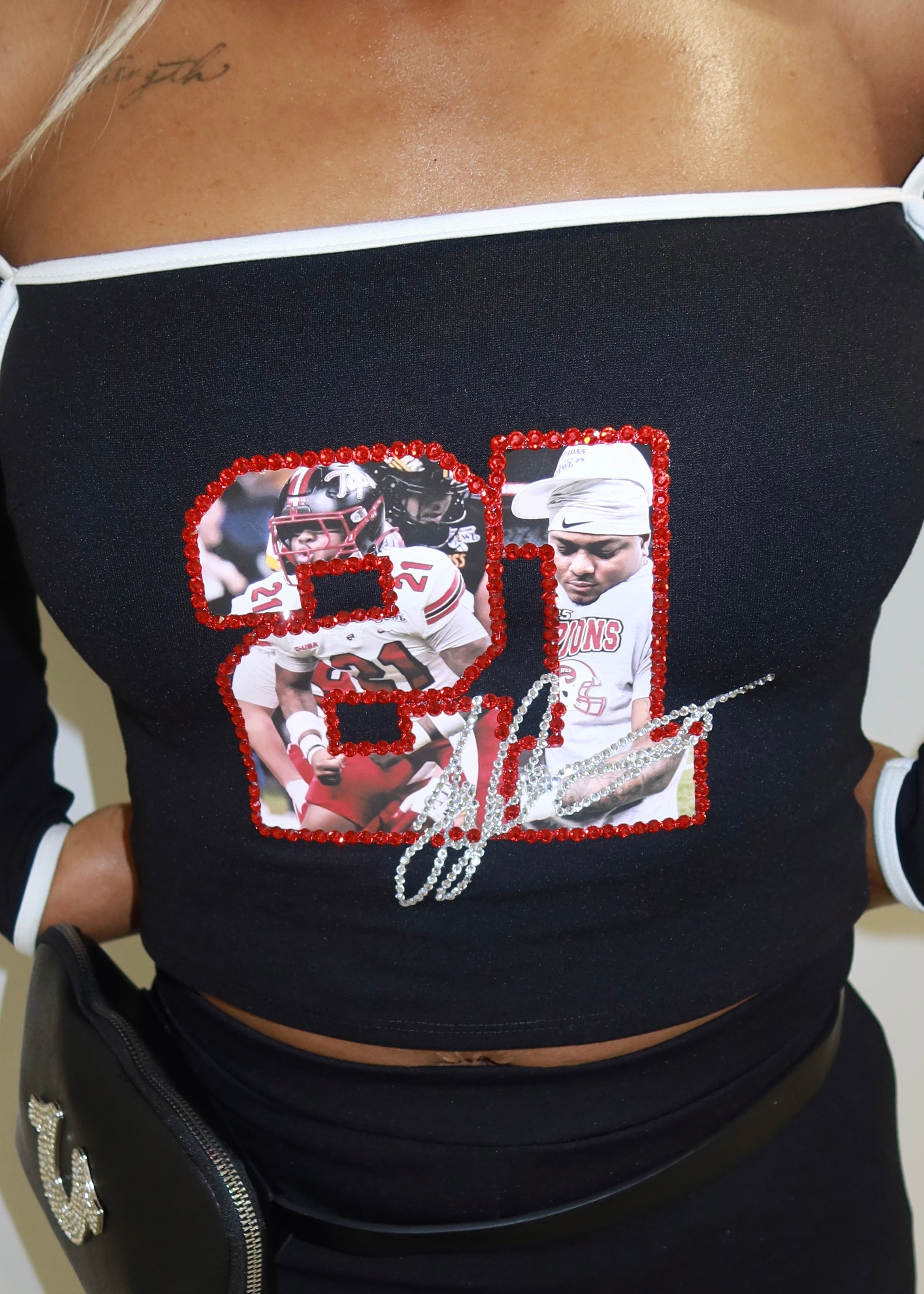 Photo Number + Rhinestoned Outline with Signature