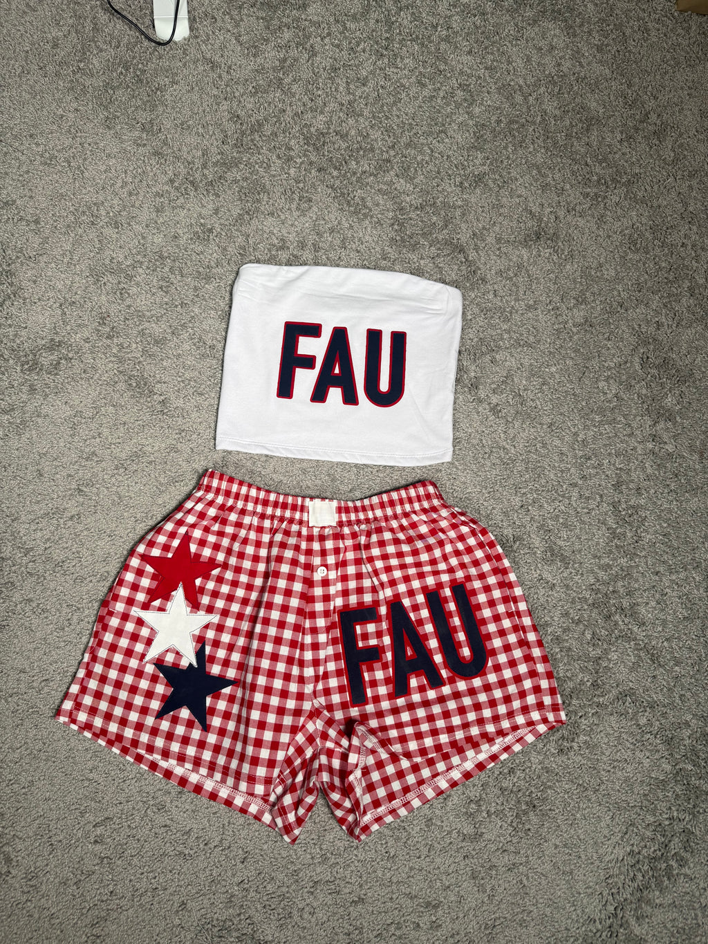 Patchwork Tube Top & Boxer Shorts Set