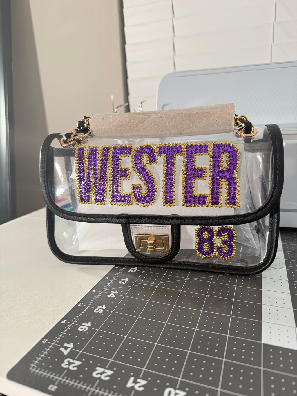 Full Rhinestoned Name & Number Purse