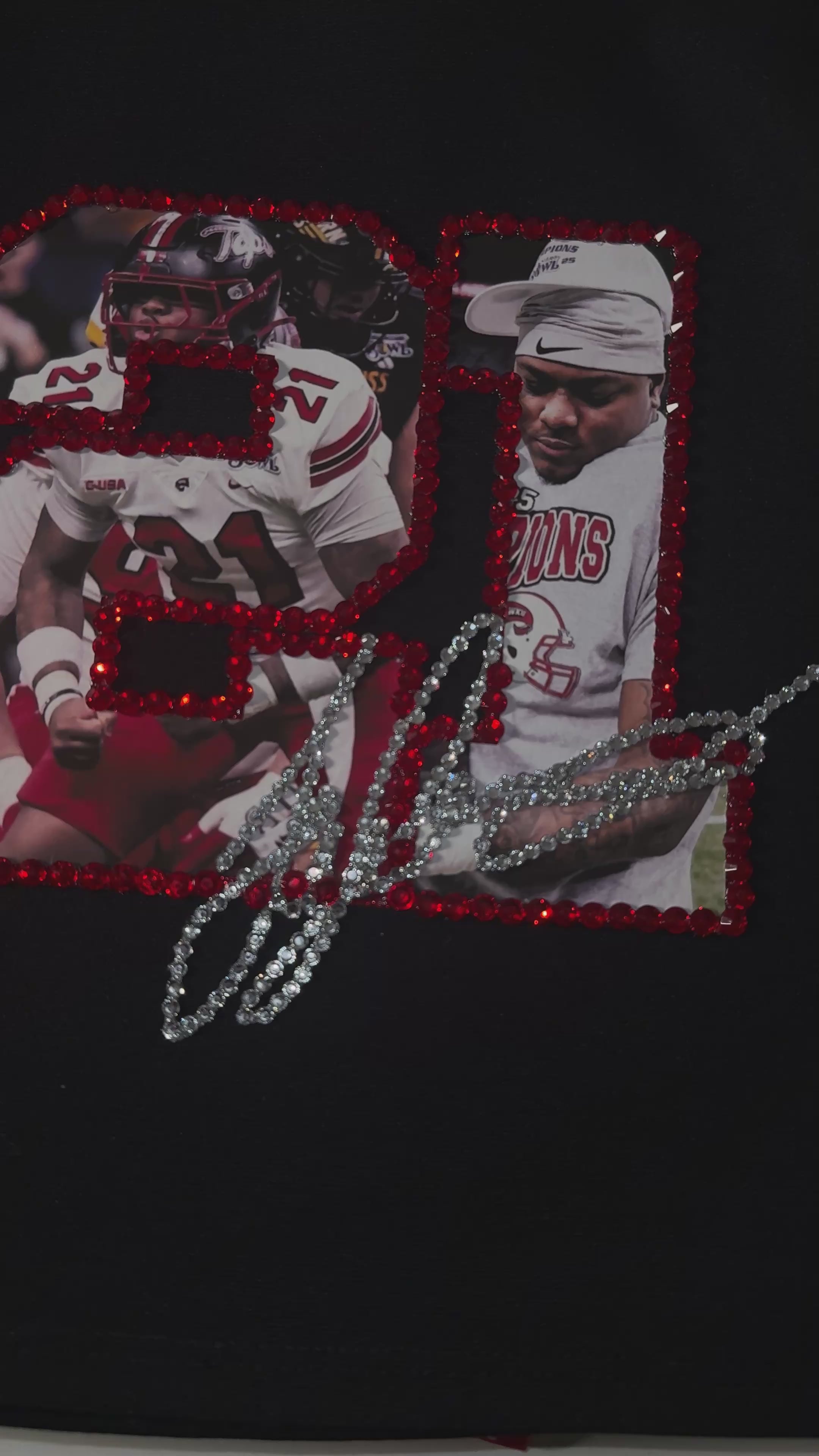 Photo Number + Rhinestoned Outline with Signature